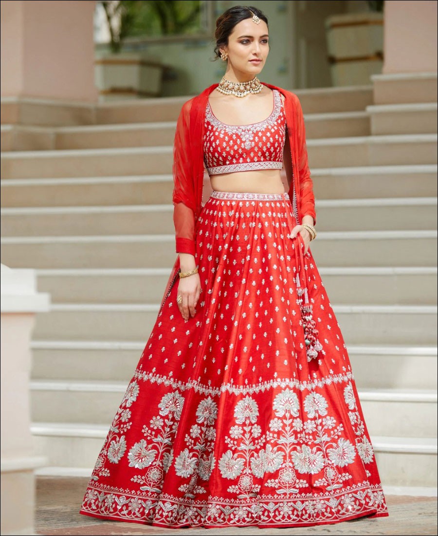 Red color Jalpari Silk Lehenga Choli