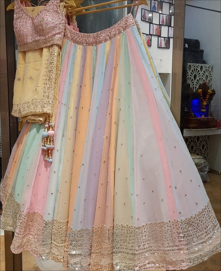 Party wear Multi colored Sequence Embroidery Work Lehenga Choli