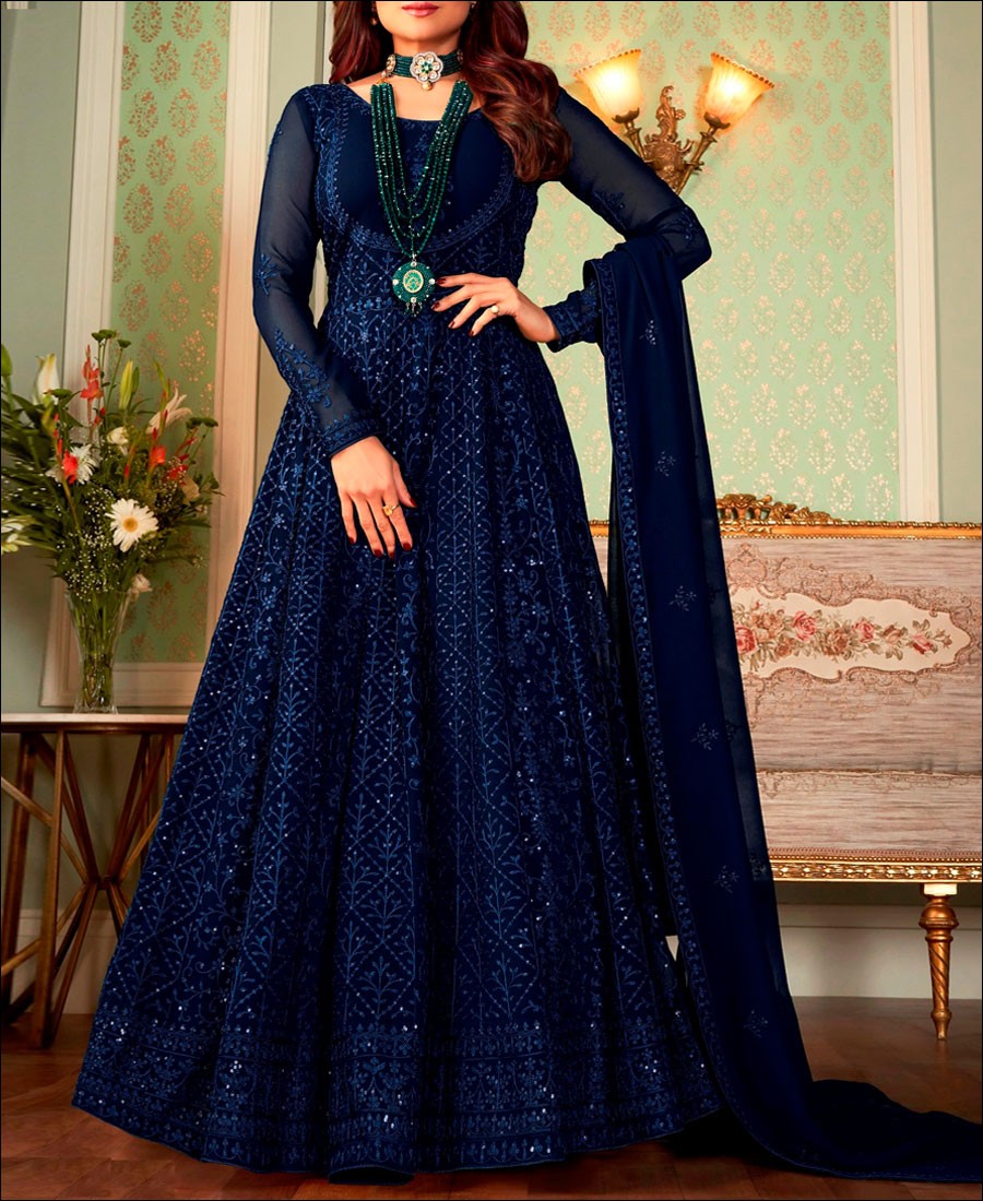 RF - Blue color Georgette Gown Dress. - Latest Salwar Suits - New ...