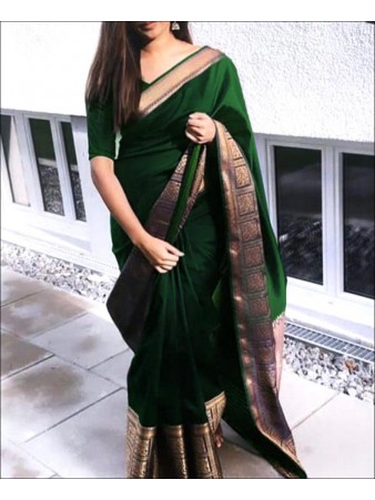 CM- Green color Lichi Silk Saree