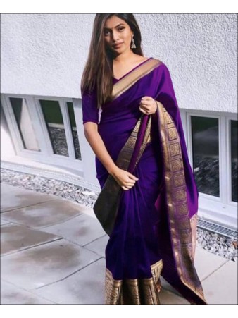 CM- Purple color Lichi Silk Saree
