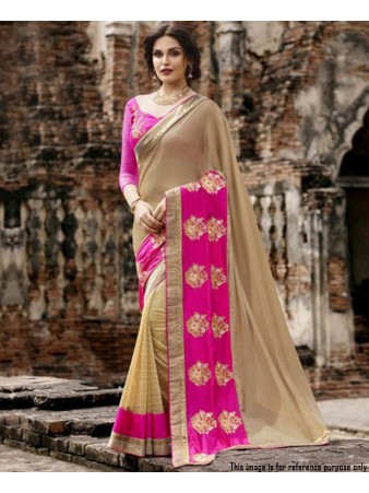 RE - Latest Pink and Beige color Georgette Fancy Saree