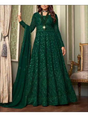 RF - Green color Georgette Gown Dress.
