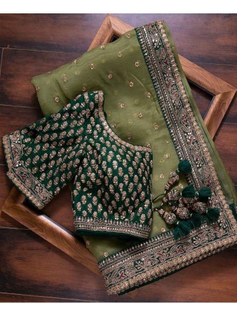 RE - Mehandi Green Colored Vichitra Silk Saree