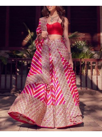 RE - Pink Colored Sequence Embroidery Work Designer Lehenga Choli