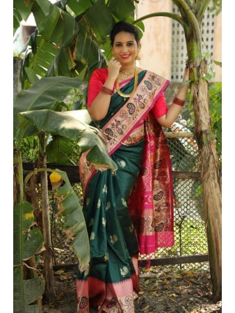 CM- Green color Banarasi Silk saree